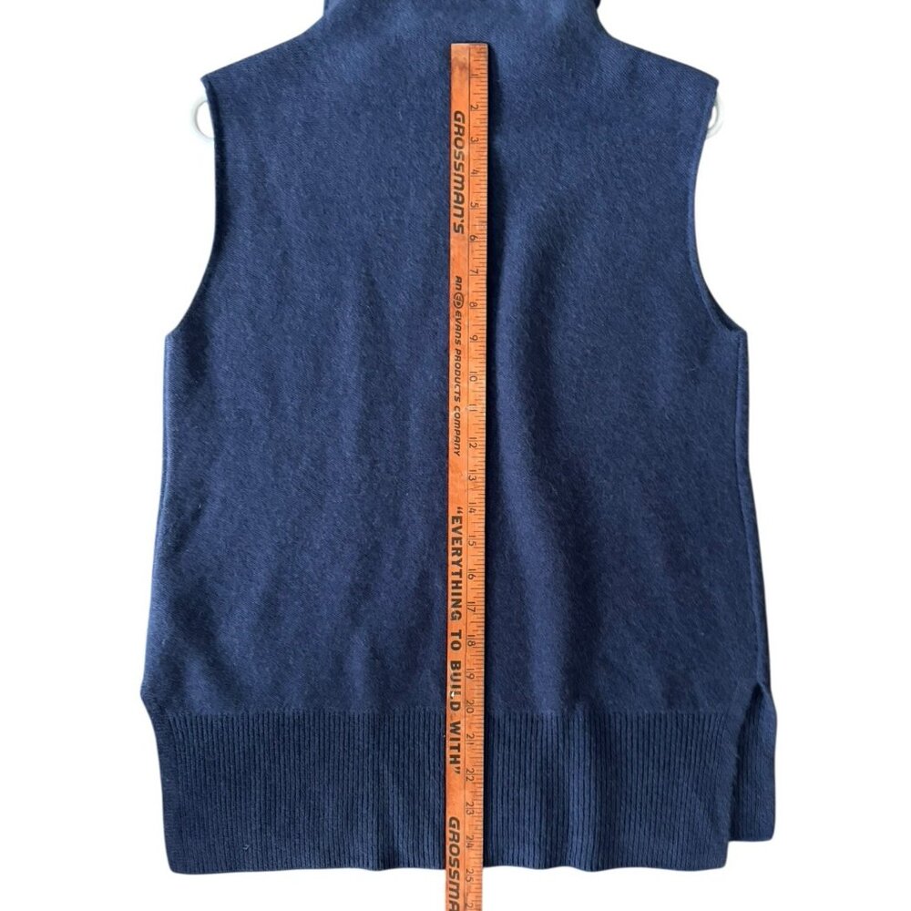 Vince Sweater Womens M Cashmere Blue Sleeveless Turtleneck Sweater Split Side - Picture 7 of 10